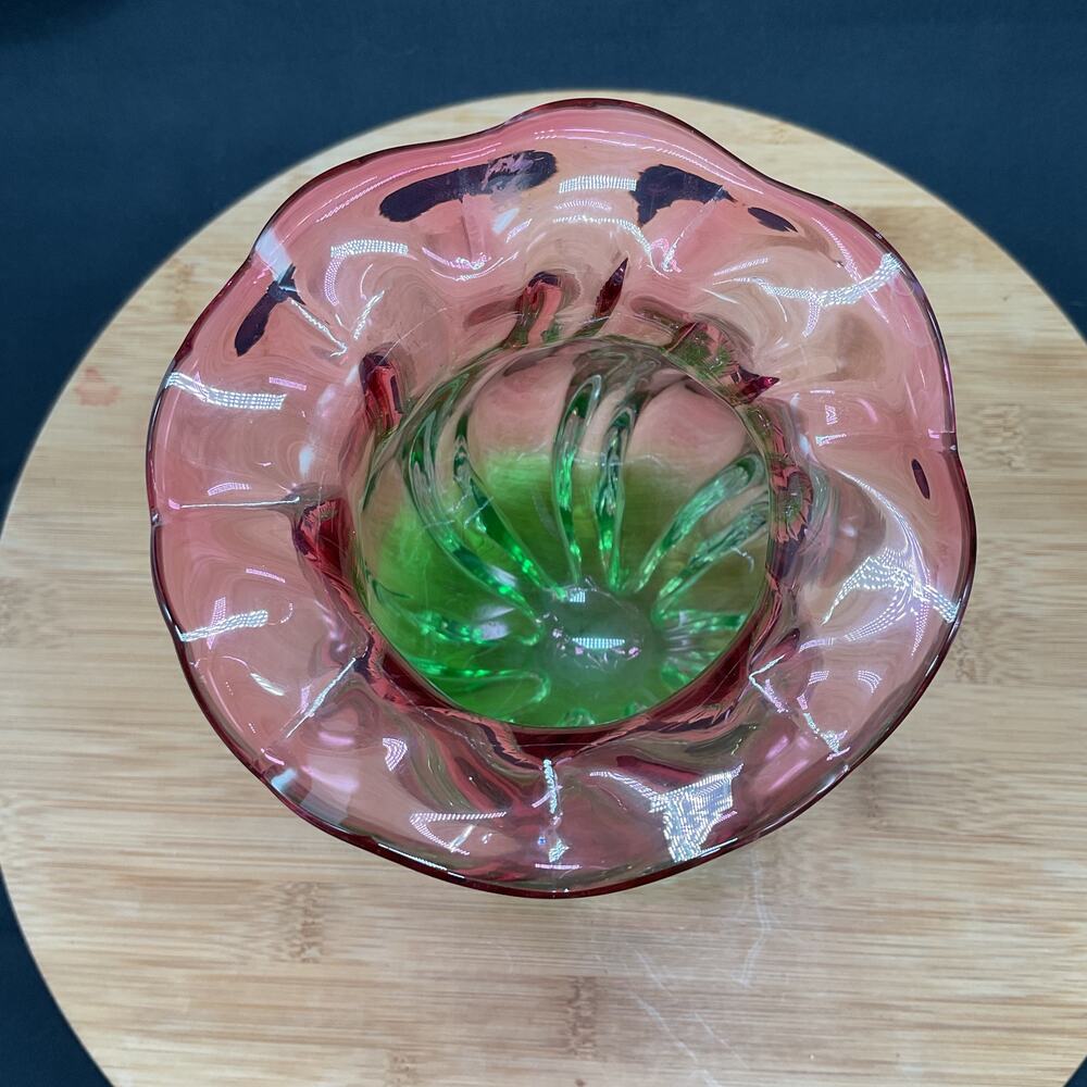 Vintage Teleflora Watermelon Vase Hand Blown 7in - Picture 4 of 14